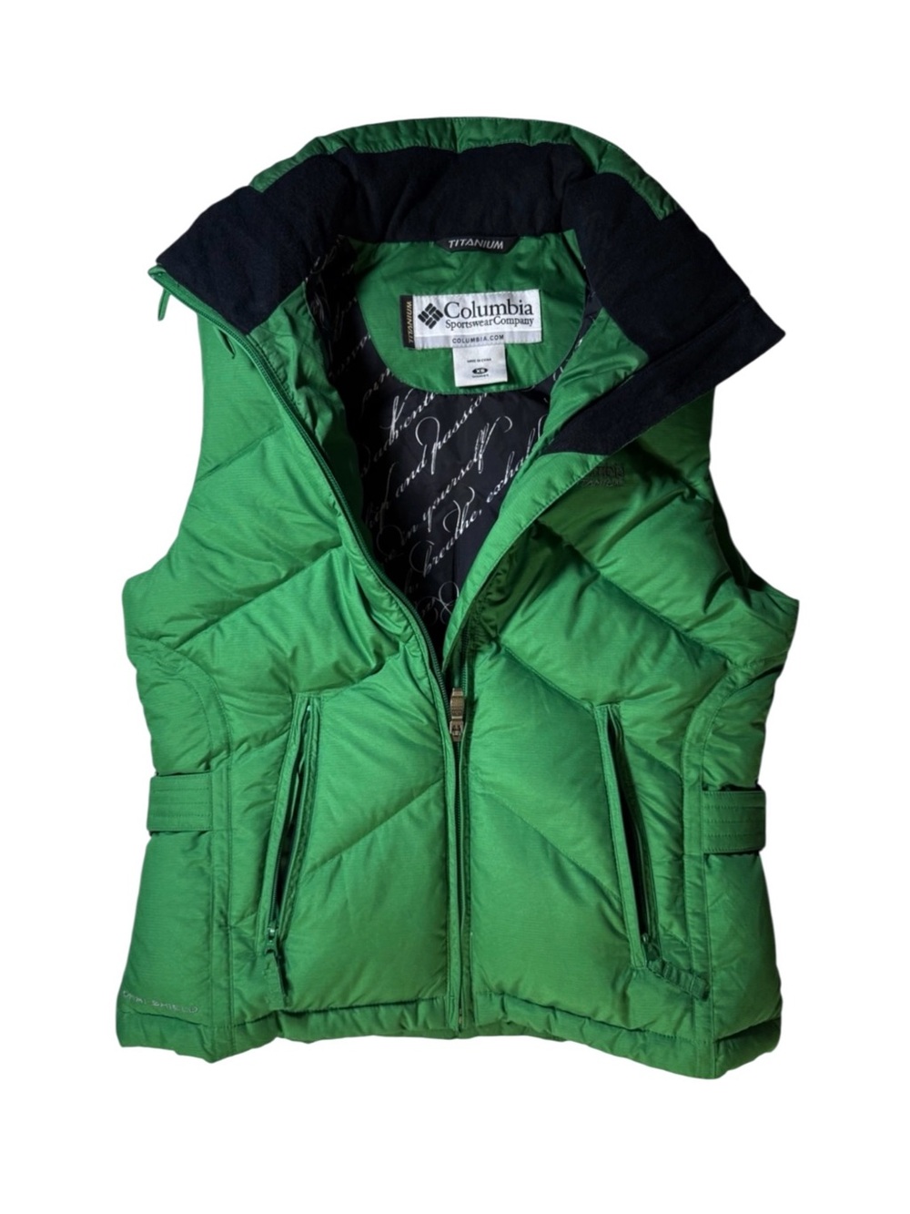 Columbia Titanium puffer vest rare green womens XS sporty (minor flaw)